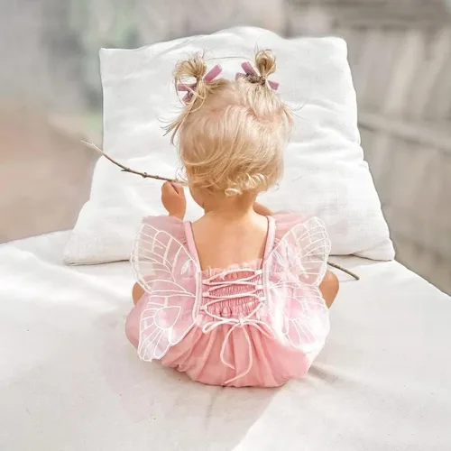 Miniatura 2 de FYBITBO Mameluco de verano para bebé recién nacida, con margaritas, sin mangas, con correa de tul, con diadema