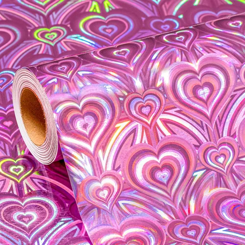 Miniatura 17 de Homeral Rollo de papel de regalo rosa holográfico con galaxia rosa brillante para cumpleaños, baby shower, despedida de soltera, boda, día