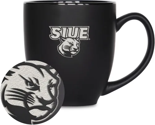 Miniatura 386 de Rico Industries - Taza de cerámica mate negra con grabado láser estándar de 15oz para NCAA (escuelas T & U) - Para bebidas calientes o frías