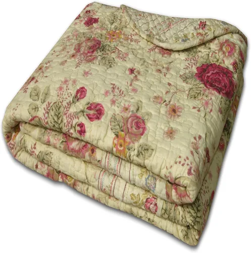 Miniatura 9 de Greenland Home Fashions Antique Rose - Manta acolchada de 100% algodón, diseño floral tradicional, 50 x 60 pulgadas, color azul