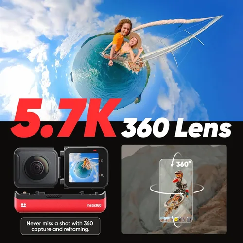 Miniatura 5 de Insta360 ONE RS Twin Edition – Cámara de acción impermeable 4K 60fps y cámara 360 de 5.7K con lentes intercambiables, estabilización, foto de 48MP