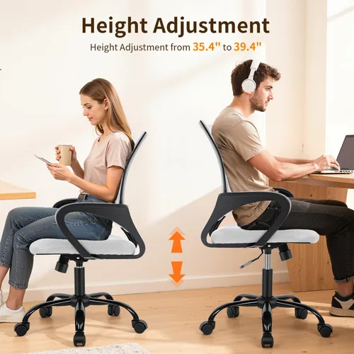 Miniatura 4 de BestOffice Silla de oficina ergonómica de malla para computadora, soporte lumbar, taburete ejecutivo ajustable, silla giratoria con ruedas
