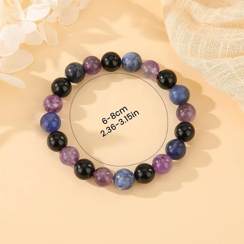 Miniatura 11 de Crystal Vibe Triple Protection Bracelet - 10mm Bead Bracelet for women men With Natural Stones of Tiger Eye Hematite and Black Obsidian - Healing