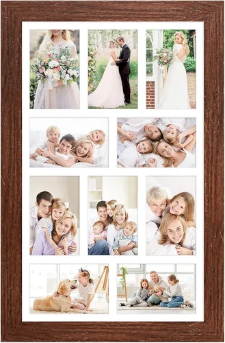 Miniatura 24 de Marcos de Fotos Collage de 13.5X15.5 con 7 Aberturas para Fotos de 4X6, Marco de Fotos Múltiples con Paspartú para Decoración de Pared, Grano