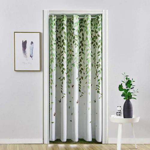 Miniatura 13 de Cortina blackout con diseño de ondas a rayas con ojales para ventana y puerta, cortinas térmicas para puertas, 1 panel