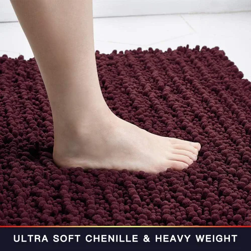 Miniatura 132 de Walensee Alfombra de baño antideslizante (24x17 pulgadas, rosa polvoriento) absorbente de agua, súper suave, lanuda de felpilla, lavable a máquina