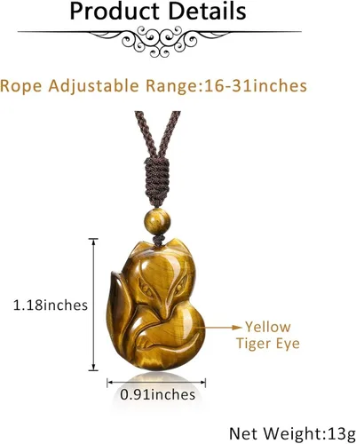 Miniatura 6 de Collar Jovivi de cristal curativo, de obsidiana natural y ojo de tigre para protección de la suerte, dije de amuleto con piedra preciosa y cuerda