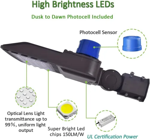 Miniatura 2 de Luz de estacionamiento al aire libre de 100 W, luz de calle LED de 15,000 lúmenes, súper brillante, 5000 K, luz blanca diurna AC100-277V