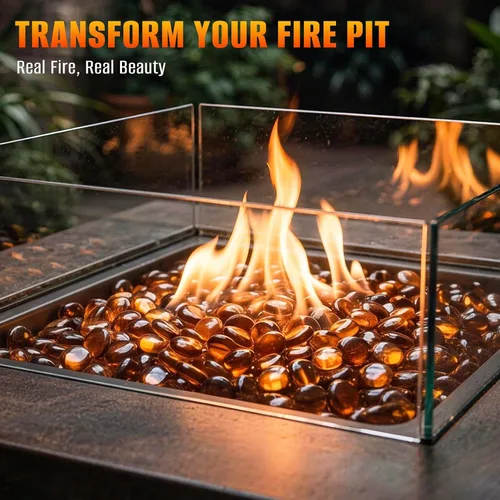 Miniatura 5 de Mr. Fireglass Cuentas de vidrio de fuego de 10 libras, gotas de vidrio de fuego redondas reflectantes de 1/2 pulgada para chimenea, pozo de fuego
