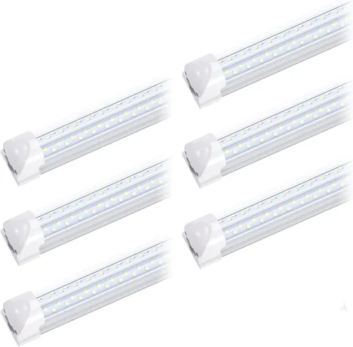 Luz de tubo integrada en forma de V T8 de 8 pies, doble lado, 4 filas, lámpara LED de 120 W, AC85-277V 14400 lúmenes 6000 K blanco frío, luz LED
