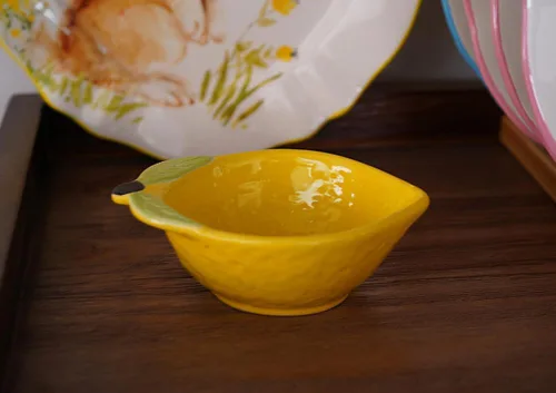 Miniatura 6 de 4 platos de cerámica para aperitivos con forma de limón, platos de condimento