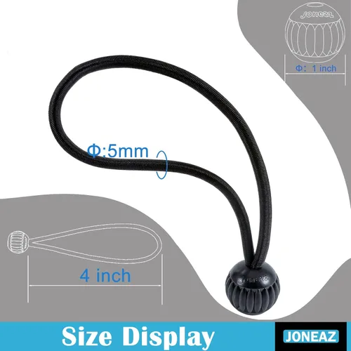 Miniatura 2 de Cuerda elástica de bola de 4 pulgadas, color negro, cuerda elástica de alta elasticidad, goma real, 50 piezas, resistente a los rayos UV, resistente