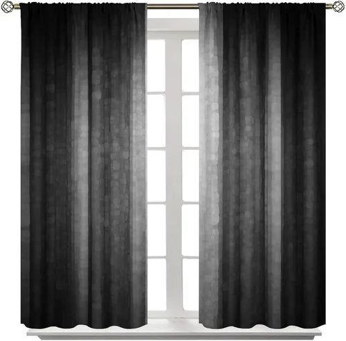Miniatura 2 de Cortinas negras y grises con textura de vidrio fresco, abstracto, moderno, elegante, con bolsillo para barra, cortinas opacas para dormitorio, sala