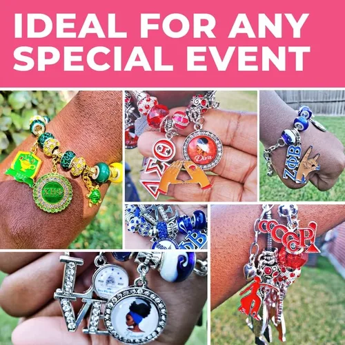 Miniatura 6 de Pulseras con dijes personalizados de hermandad, Esmalte, estrás