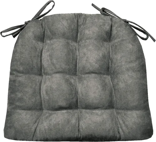 Miniatura 47 de Barnett Almohadilla para silla de comedor con lazos. Gamuza microfibra, microgamuza, reversible, relleno de espuma de látex, se puede lavar a Negro