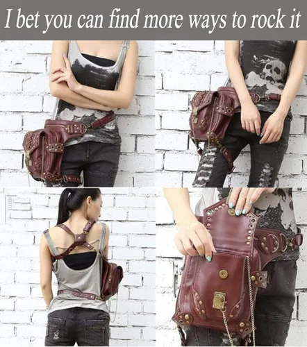 Miniatura 7 de Rebajas Cyber Monday Ofertas Venta Steampunk Riñonera Bolso para cintura Moda Gótico Hombro Bandolera Bandolera Muslo Pierna Capucha Bolsa de Viaje