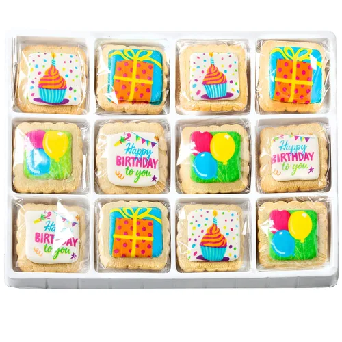 Miniatura 5 de Paquete de 12 cestas de regalo de galletas de feliz cumpleaños, envueltas individualmente para niños, hombres y mujeres, caja de regalo decorada
