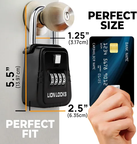 Miniatura 2 de Lion Locks 1500 Caja de Bloqueo de Llaves con Código, Caja de Seguridad para Llaves al Aire Libre, Caja de Seguridad para Inmobiliarios para Negro