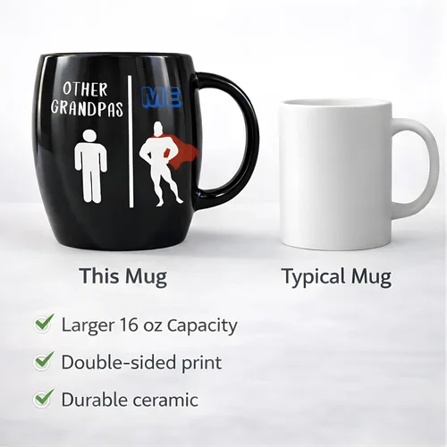 Miniatura 6 de Taza de café divertida de 16 onzas – Diseño de superhéroe de otros abuelos contra mí – Taza de cerámica de doble cara regalo para abuelo, papá