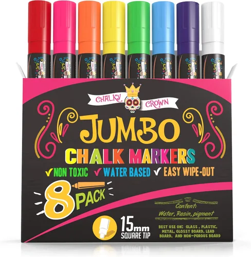 Miniatura 8 de Chalky Crown - Marcadores de tiza líquida para pizarras Rotuladores de borrado en seco Marcadores de tiza para pizarras, ventanas, pintarrones