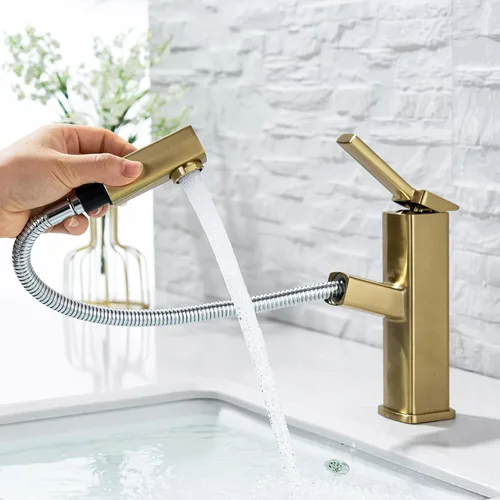 Miniatura 11 de KAIYING Grifo de Fregadero de Recipiente Extraíble para Baño, Grifo de Lavabo de un Solo Orificio con Rociador Extraíble, Grifo Mezclador de Una