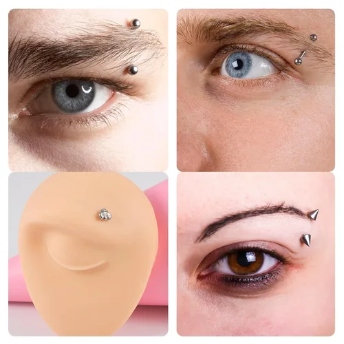 Miniatura 5 de Modelo de cejas de silicona, modelo de piezas del cuerpo de práctica de piercing, modelo de exhibición de cejas para práctica de piercing
