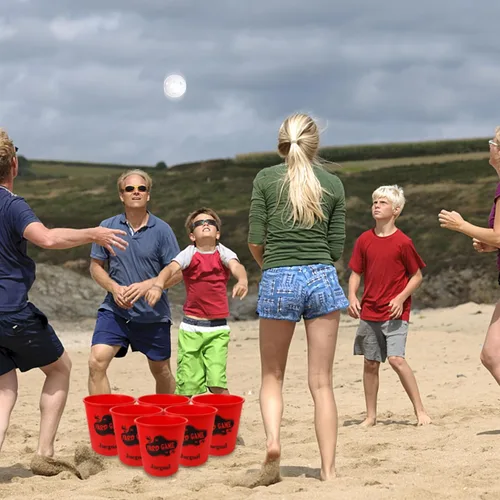 Miniatura 6 de Juegoal Outdoor Giant Yard Pong Game Set Outdoor Toss Game Throwing Game for Beach, Camping, Lawn and Backyard Rojo
