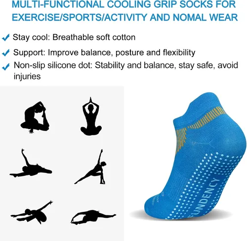 Miniatura 7 de FUNDENCY Calcetines de yoga antideslizantes para mujer, 6 pares, calcetines antideslizantes para pilates, Bikram Fitness Calcetines con empuñaduras