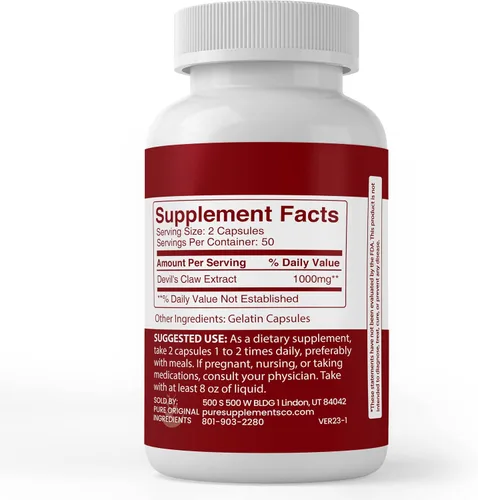 Miniatura 3 de PURE ORIGINAL INGREDIENTS Extracto de garra del diablo, (100 cápsulas) siempre puro, sin aditivos ni rellenos, verificado por laboratorio