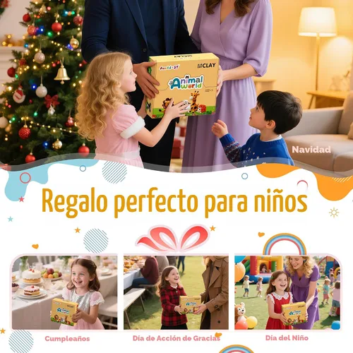 Miniatura 8 de Kit de arcilla seca al aire – tema de animales, arcilla para modelar para niños, arcilla mágica modelo de bricolaje con herramientas de escultura