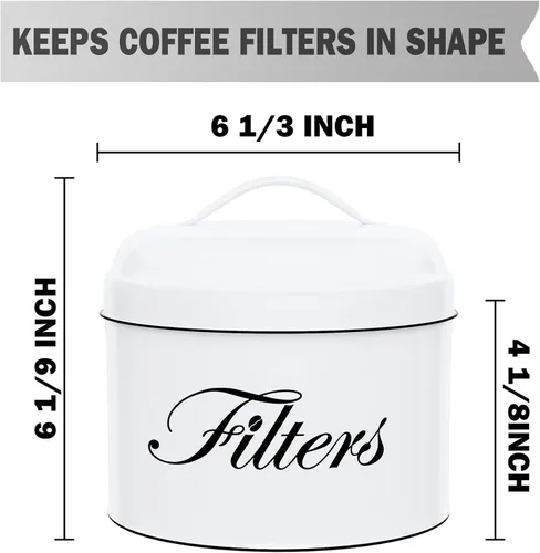 Miniatura 2 de Soporte para filtro de café, cesta blanca, almacenamiento de filtro de café con tapa, recipiente redondo para filtro de café para mostrador, Blanco