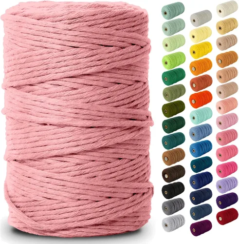 Miniatura 105 de Nook Theory - Cuerda de macramé de 3 mm, 220 yardas de cuerda de algodón, hilo de 4 mm y 5 mm, cuerda para manualidades, perfecta para colgantes