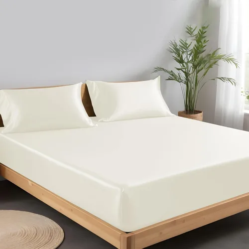 Miniatura 9 de LINENWALAS Tencel Lyocell Sábana bajera solo con ajuste seguro y cómodo en todo el contorno elástico de 16 pulgadas de profundidad, ropa de cama