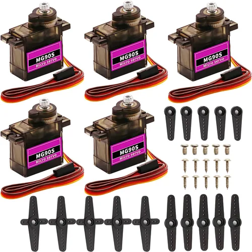 Miniatura 9 de Paquete de 4 servomotores MG995 de 1.94 oz de engranaje de metal servo motor digital para Arduino Futaba JR RC helicóptero coche barco robot