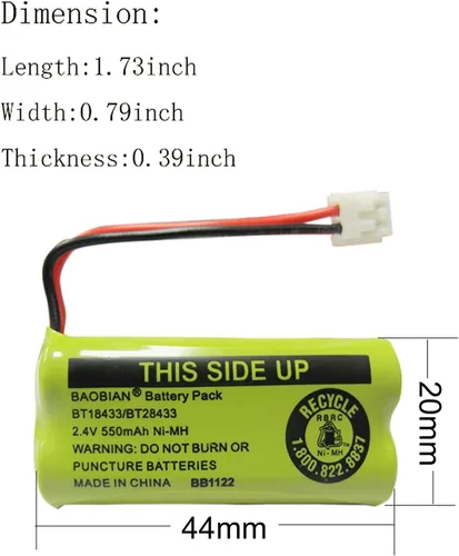 Miniatura 3 de BT18433/BT28433 BT184342 BT284342 BT1011 BT-1011 Batería de teléfono inalámbrico CL80109 CS6209 TL90078 BT-8300 BATT-6010 CS6219 CS6229 BT-11 018 B
