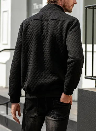 Miniatura 2 de JMIERR Sudadera acolchada para hombre, casual, de manga larga, cuello alto, con botones