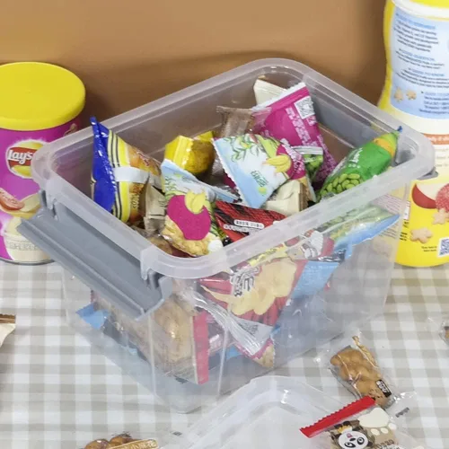 Miniatura 7 de Pekky Contenedores de plástico transparente de 3.5 cuartos de galón, caja de almacenamiento de plástico con mango pequeño, 6 paquetes (gris)