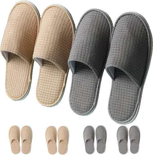 COZYAREA Pantuflas de spa para invitados, 6/12 pares, reutilizables, lavables, unisex, para hotel, dormitorio, boda, fiesta, viajes