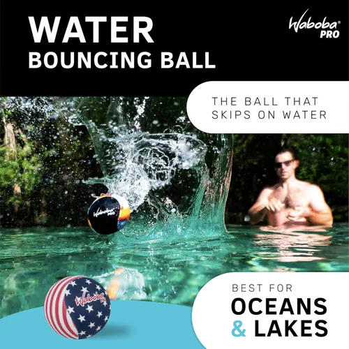 Miniatura 2 de Waboba Water Bouncing Pro - Pelota de estrellas y rayas, blanco/rojo/azul
