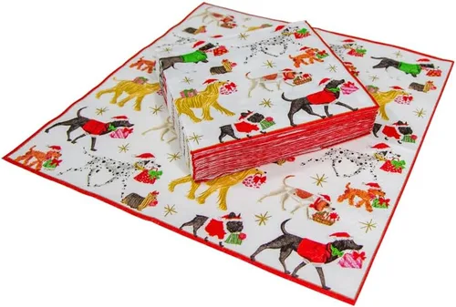 Miniatura 7 de Entretenimiento con servilletas de cóctel Caspari de Navidad, color blanco