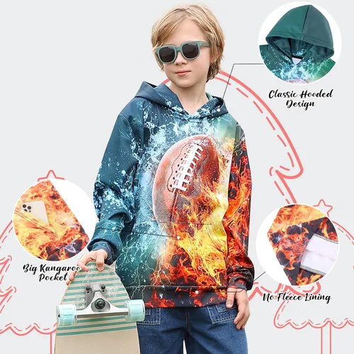 Miniatura 3 de AIDEAONE - Sudadera con capucha para niños y niñas de 6 a 16 años con estampado 3D y bolsillo, estilo casual