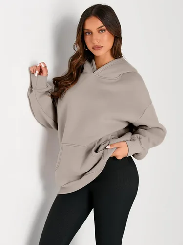 Miniatura 32 de Trendy Queen - Sudaderas extragrandes con capucha para mujer, suéteres de manga larga, sin botones, de vellón, de otoño, ropa de invierno