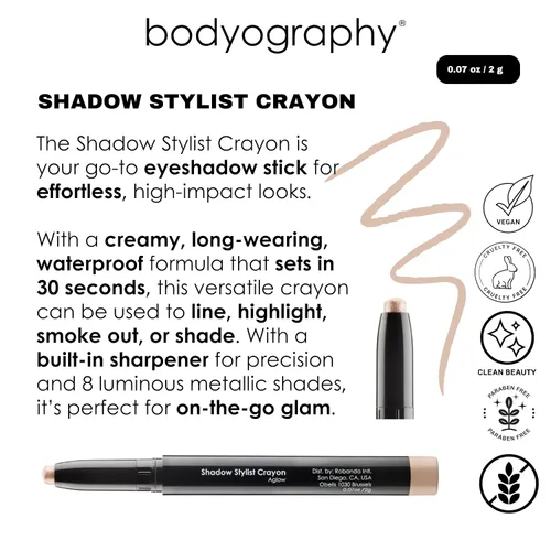 Miniatura 4 de Bodyography Shadow Stylist - Sombra de ojos crema de larga duración y barra iluminadora de ojos con tonos mate y brillantes, suave, mezclable