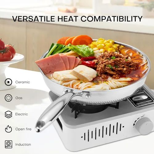 Miniatura 8 de Lazycorner Sartén antiadherente con tapa, sartenes de 20.32 cm de acero inoxidable para cocina, utensilios de cocina no tóxicos, compatibles
