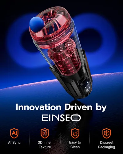 Miniatura 8 de Juguetes sexuales para hombres Bomba de pene - EINSEO AI Sync Masturbador masculino impermeable con 7 modos de succión, empuje, rotación y 7 modos