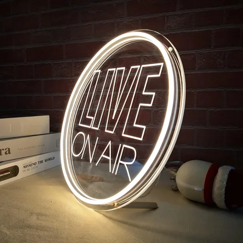 Miniatura 3 de NOXTROND Señal de Luz LED En Vivo En El Aire, Señal de Luz LED En El Aire Alimentada por USB, Señal de Neón En El Aire Atenuable Redonda para Blanco