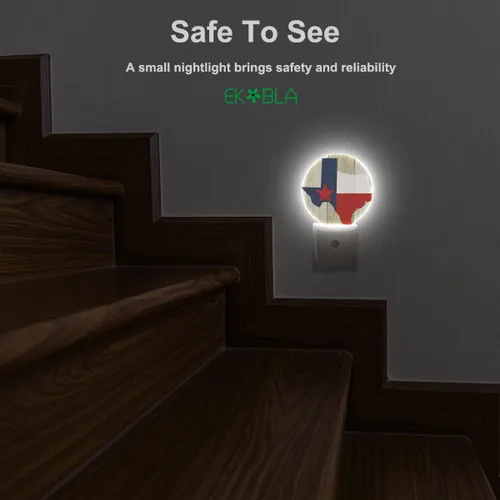 Miniatura 8 de EKOBLA Luces nocturnas de bandera de Texas, enchufables a la pared, luz nocturna rústica del estado de Texas con sensor de atardecer a amanecer