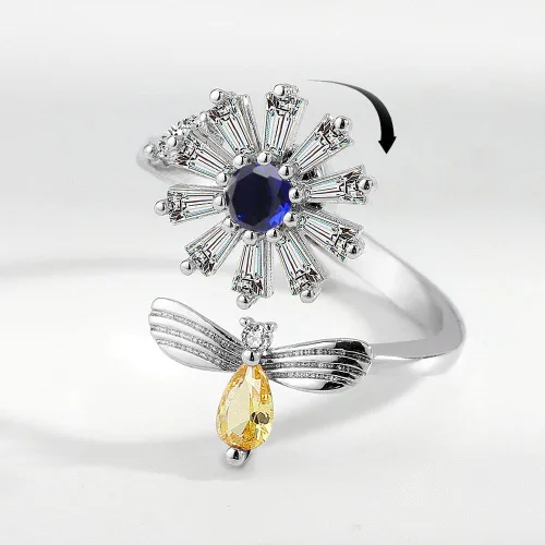 Miniatura 91 de Anillo de plata 925, anillos de plata ajustables para mujer, anillos de pulgar abiertos, anillos de circonio, anillos ajustables, anillos abiertos