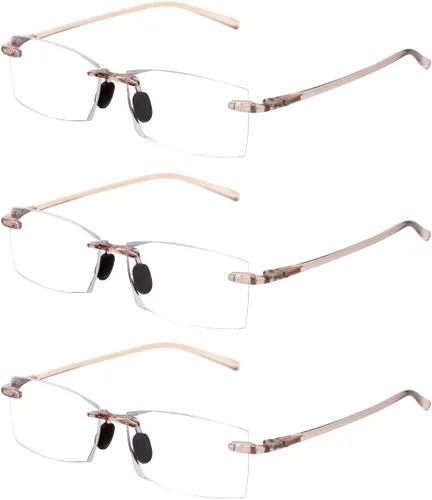 Miniatura 11 de TERAISE Anteojos de lectura sin montura cómodos, ligeros, sin marco, para hombres y mujeres, con bloqueo de luz azul, lentes de computadora Gris