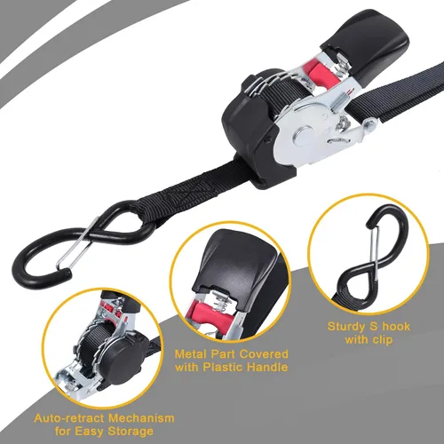 Miniatura 3 de Ayaport Correas de trinquete retráctiles, correas de amarre autoretráctiles, 1200 libras, resistencia a la rotura, resistentes de 12 pies